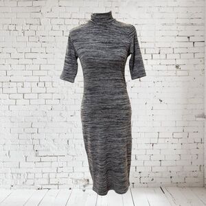 Philosophy Grey Space Short Midsleeve Dye Midi Dress Mock Neck Size Small